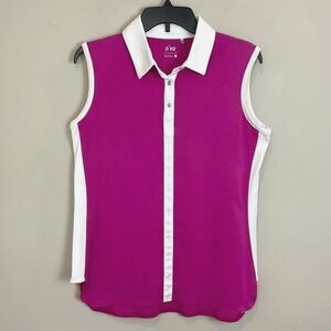Nivo Purple Sleeveless Golf Polo Snap Front Ladies Sz Med Collared Shirt Top